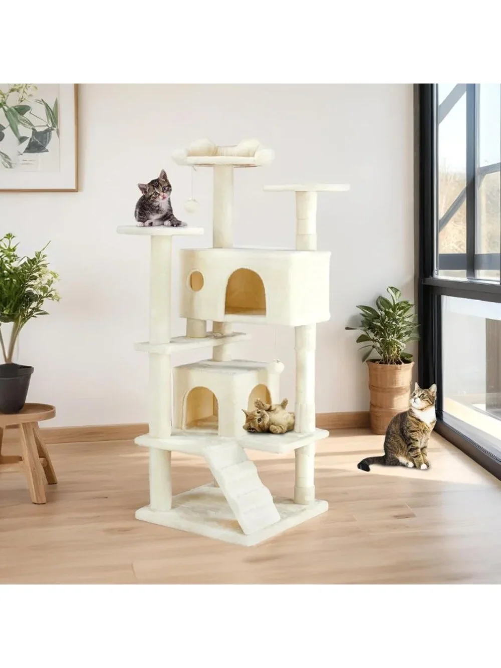 54-Inch Cat Tree Tower with Scratching Posts - Perfect for Indoor Cats & Play
